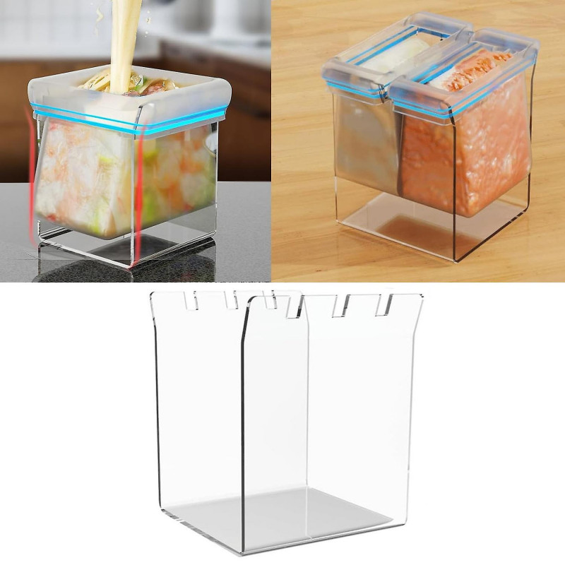 1Pc/1 Set Acrylic Zipper Bag Holder Practical Kitchen Tool Jagged Zipper Bag Holder for Easy Storage