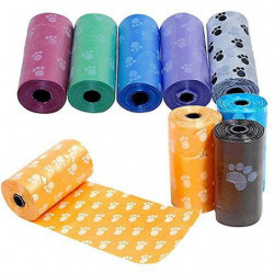 ZHOUBA 1Roll/15Pcs Pet Dog Waste Poo Bag Claw Printing Degradable Clean-up Dispenser