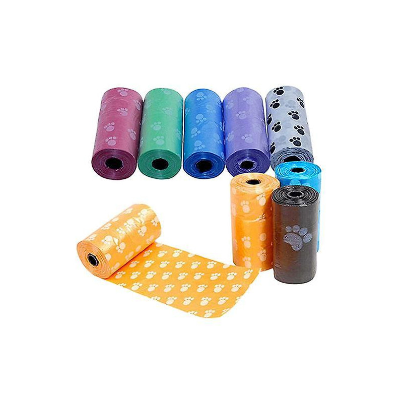 ZHOUBA 1Roll/15Pcs Pet Dog Waste Poo Bag Claw Printing Degradable Clean-up Dispenser