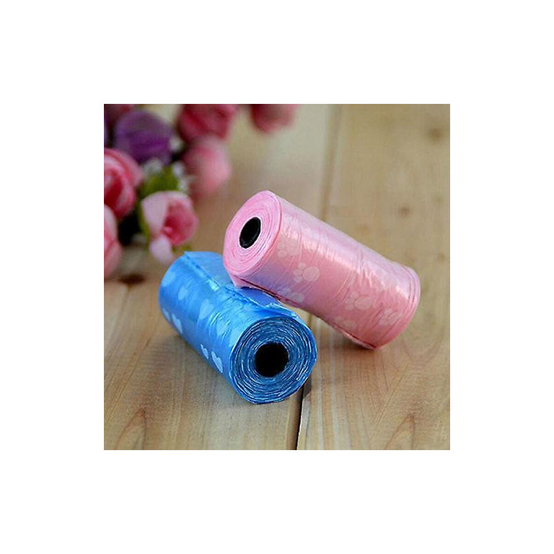 ZHOUBA 1Roll/15Pcs Pet Dog Waste Poo Bag Claw Printing Degradable Clean-up Dispenser