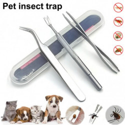 1 Set Flea Clip Ergonomics Handle Solid Convenient Safe Simple Operation Removing Ticks Pet Cat Dog