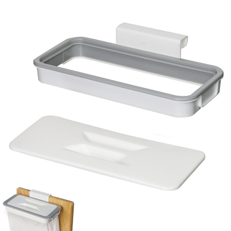 Hanging Trash Bag Holder, Kitchen Cupboard Garbage Storage Trash Bag Storage Rack With Lid Hanging