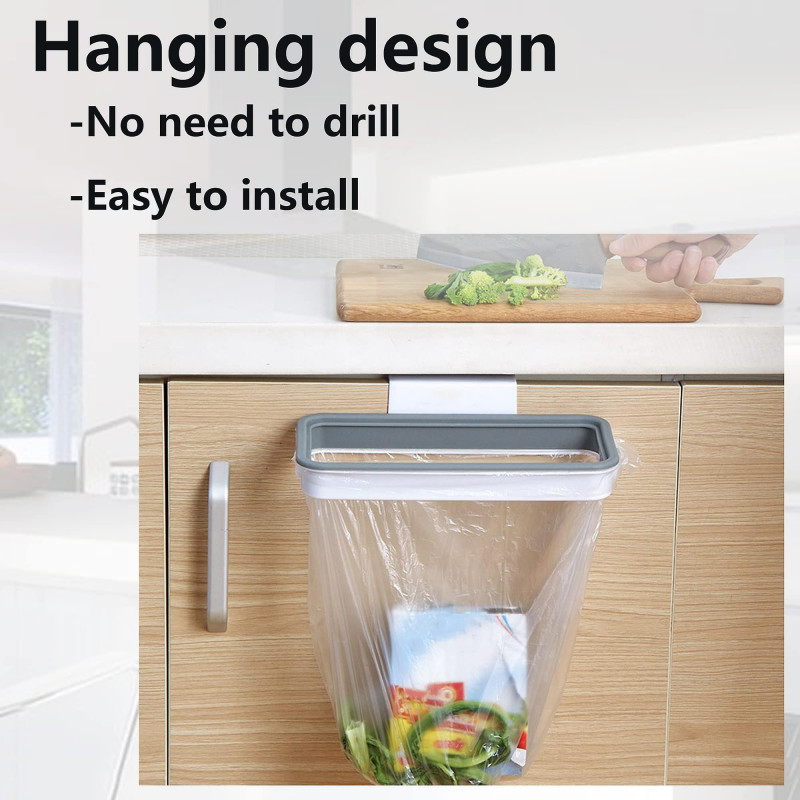 Hanging Trash Bag Holder, Kitchen Cupboard Garbage Storage Trash Bag Storage Rack With Lid Hanging