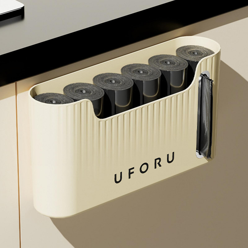 1 Set 1L Garbage Bag Box Wall-Mounted Large Opening Easy Access Space-Saving Trash Bag Organizer Kitchen Supply KAESI