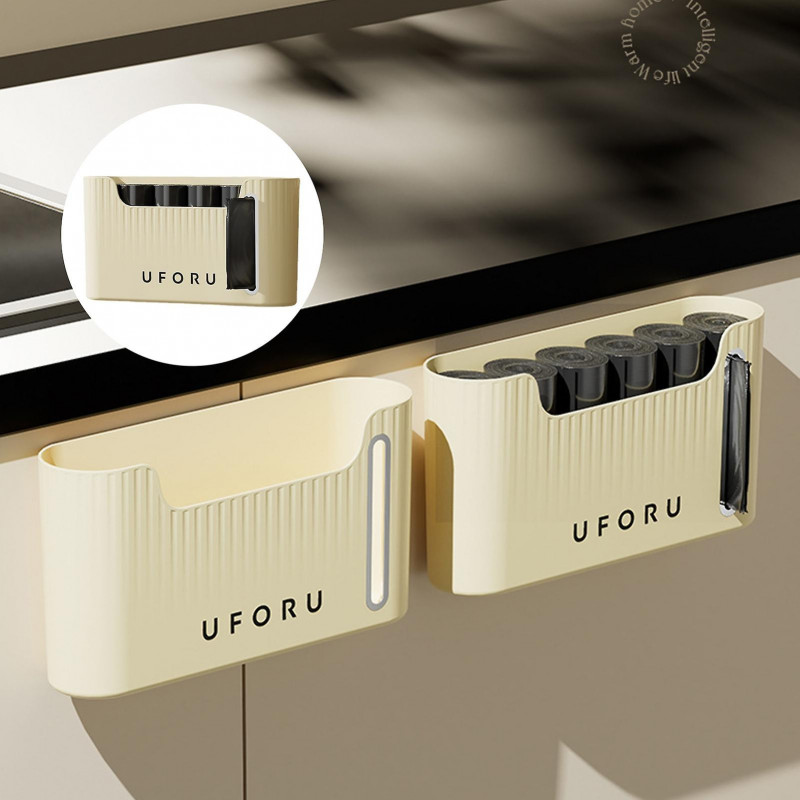 1 Set 1L Garbage Bag Box Wall-Mounted Large Opening Easy Access Space-Saving Trash Bag Organizer Kitchen Supply KAESI