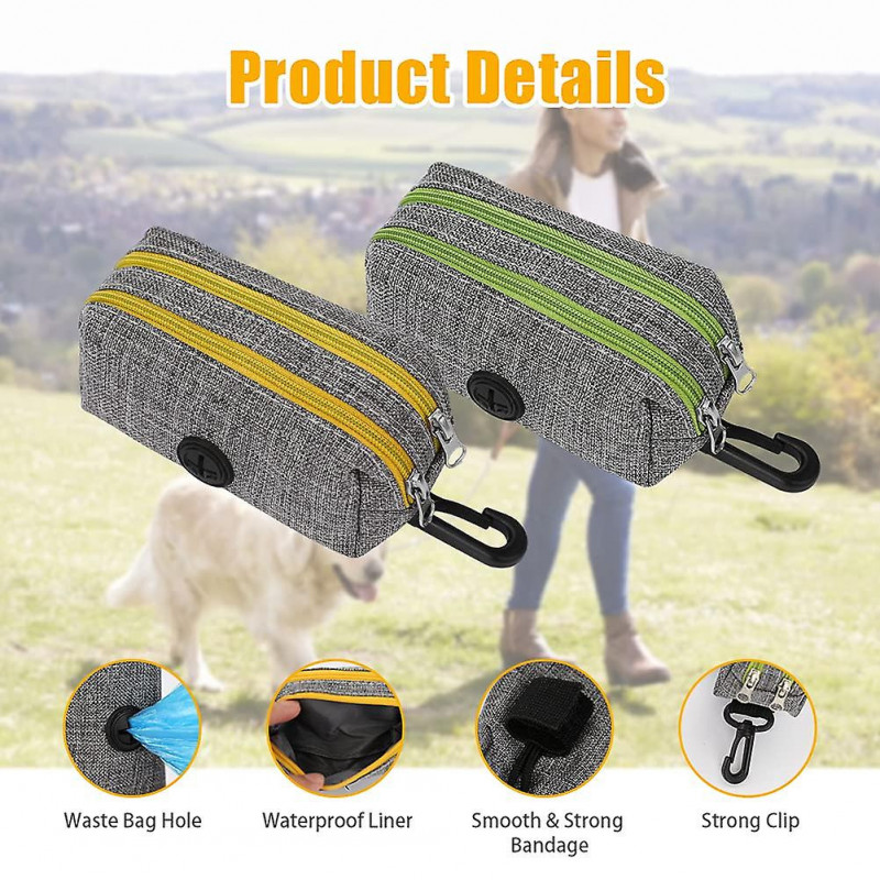 Dog Poo Bag Holder Pet Waste Bag Dispenser With 2 Zippers, Spring Fastener And Durable (2 Pcs)