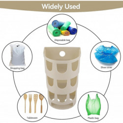 Plastic Bag Holder, Wall Mount Bag Dispenser Plastic Grocery Bag Holder With Big Holes(khaki)