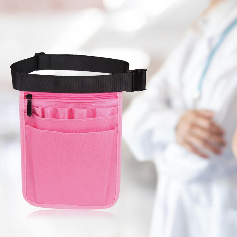 4 Pieces Nurses Pouch Waist Bag Extra Pocket Quick Pick Organizer Pouch Pink