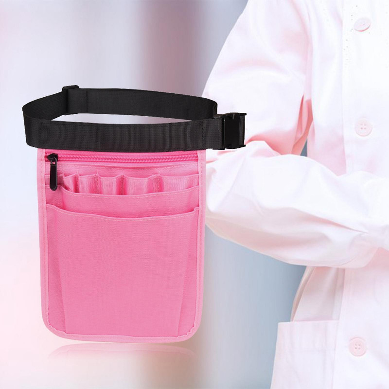 4 Pieces Nurses Pouch Waist Bag Extra Pocket Quick Pick Organizer Pouch Pink