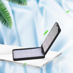 360 Rotation False Eyelash Holder Storage Case With Led Light Mirror White