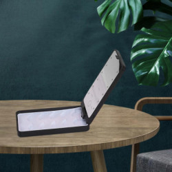 360 Rotation False Eyelash Holder Storage Case With Led Light Mirror White