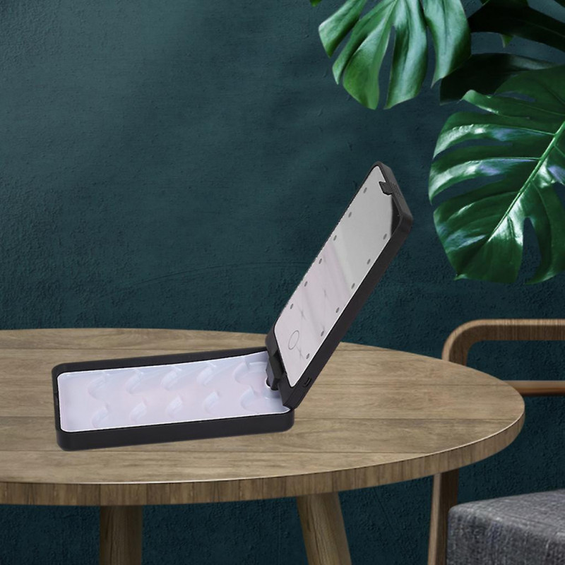 360 Rotation False Eyelash Holder Storage Case With Led Light Mirror White