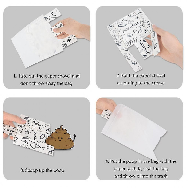 Nettoyant pour déchets de chien avec sac Portable Poop Scooper Jetable Cardboard Scoops Nettoyant pour déchets de chien avec sac Portable Poop Scooper Jetable Cardboard Scoops