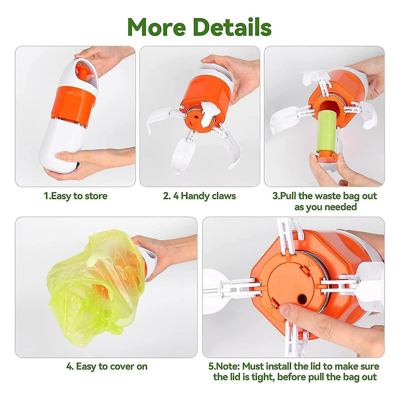 Portable Dog Pooper With 90 Bags, 2-in-1 Dog Pooper For , Medium And Small , Flexible 4 Claws, Leak-proof Portable Dog Pooper With 90 Bags, 2-in-1 Dog Pooper For , Medium And Small , Flexible 4 Claws, Leak-proof