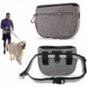 Sac de nourriture pour chien d’entraînement, sac de marche portable à fermeture automatique avec sangle réglable - Gris