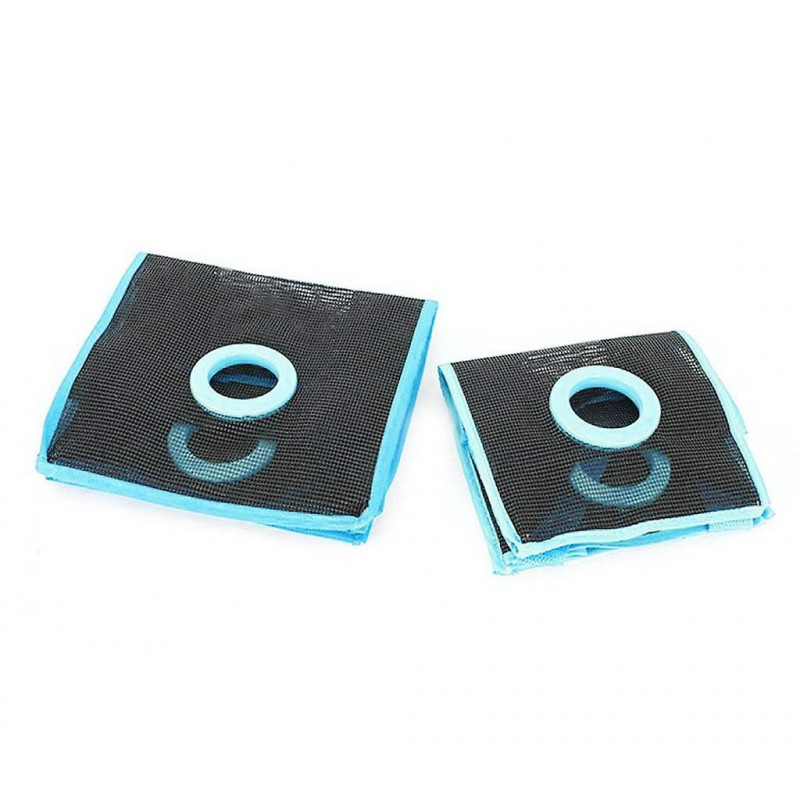 Hanging Folding Mesh Garbage Bag Storage Bag Trash Bags Holder Blue (l)