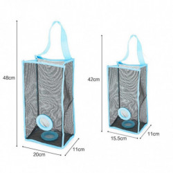 Hanging Folding Mesh Garbage Bag Storage Bag Trash Bags Holder Blue (l)