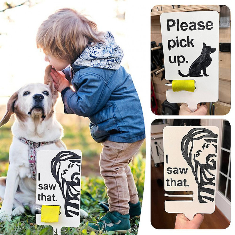 Wooden Dog Poop Sign with Bag Holder Interesting Yard Insert Sign for Garden Courtyard