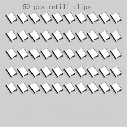 Handheld Paper Clip Dispenser, Portable Fast Paper Clipper with 50 Reusable Silver Metal Clips for