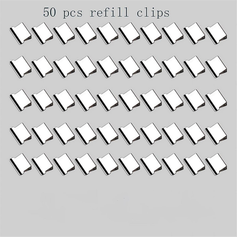 Handheld Paper Clip Dispenser, Portable Fast Paper Clipper with 50 Reusable Silver Metal Clips for