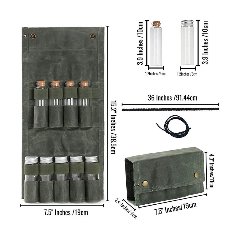 Canvas Seasoning Storage Bag Organizer Seasoning Bottles Holder With Mini Condiment With 9 Spice Ja