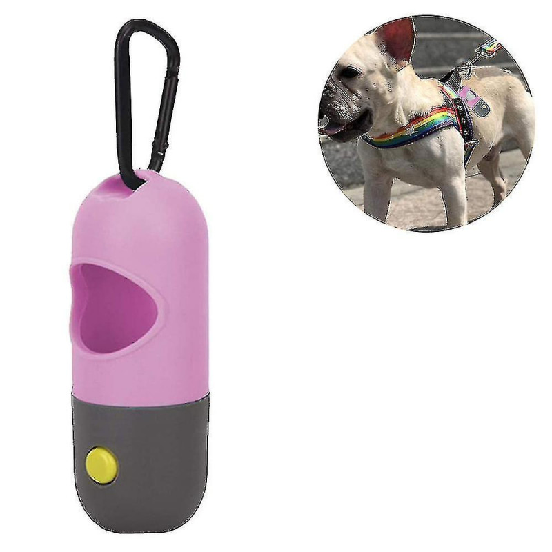 Distributeur de sac à crottes pour chiens avec lampe de poche LED intégrée et clip en métal
