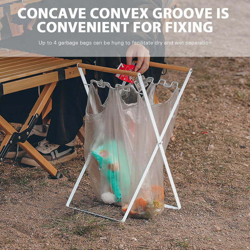 Iron Rubbish Bag Shelf Foldable Portable Rubbish Bag Holder for Outdoor Camping