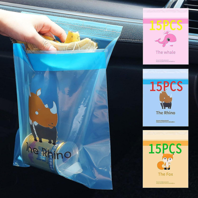 Upgraded Car Trash Bag, 45pcs Easy Stick-on Disposable Car Garbage Bags