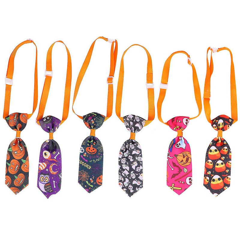 6pcs Pet Cat Dog Ties For Halloween Dress-up Holiday Dog Collar Cosplay Supplies