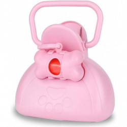 LINJOU Pet Pooper Scooper, Portable Dog Poop Scooper Sanitary Dog Waste Pick Up with Bag Dispenser,pink