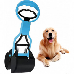 LINJOU Pet Dog Pooper Scooper, with Jaw Claw, Bin for Easy Grass and Gravel (Blue)