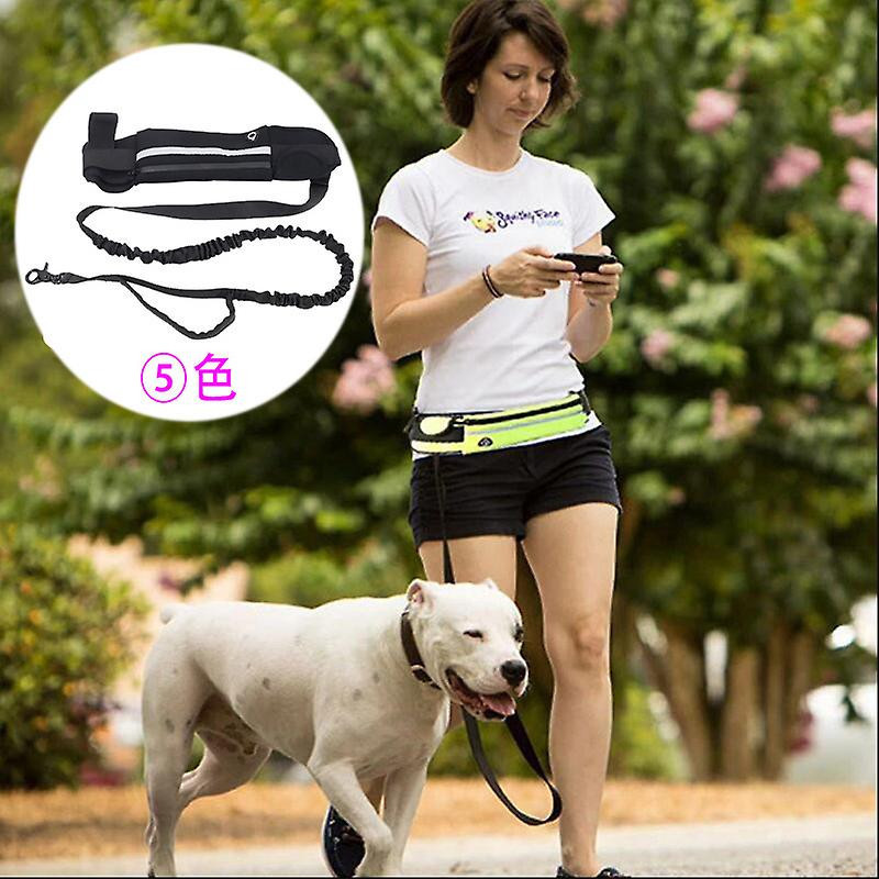 Sports Waist Bag Dog Leash Reflective Elastic Outdoor Pet Supplies Rouge