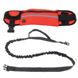 Sports Waist Bag Dog Leash Reflective Elastic Outdoor Pet Supplies Rouge
