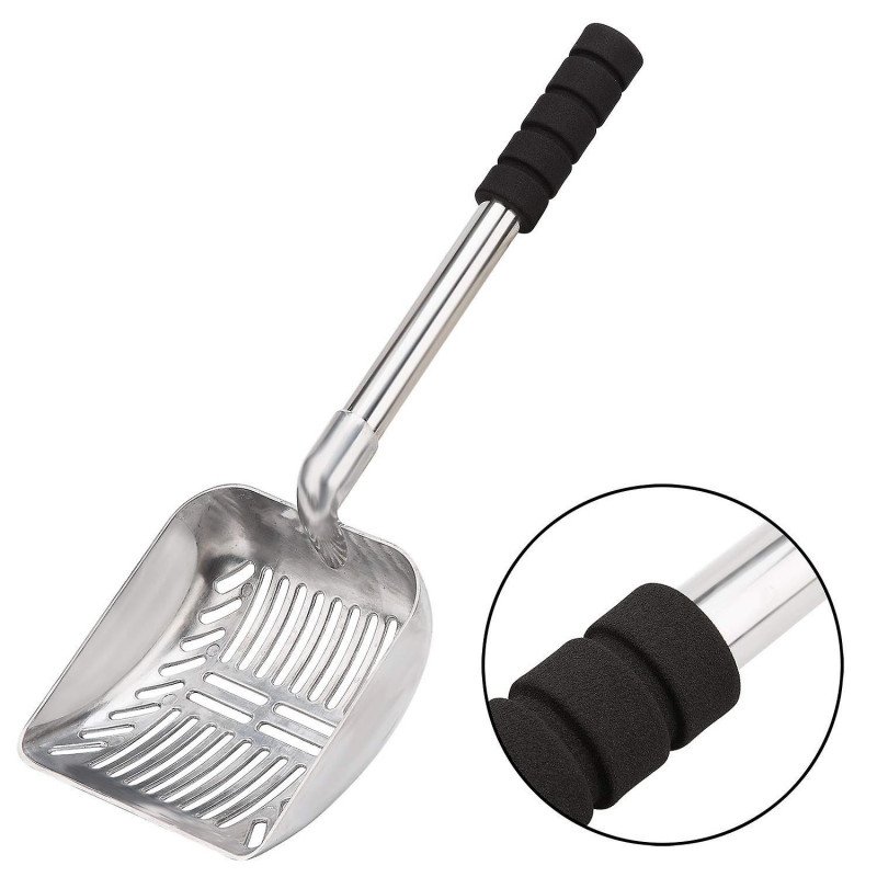 Metal Litter Scoop With Deep Shovel And Long Handle Detachable Stainless Steel Non-Stick Litter Sif