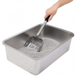 Metal Litter Scoop With Deep Shovel And Long Handle Detachable Stainless Steel Non-Stick Litter Sif