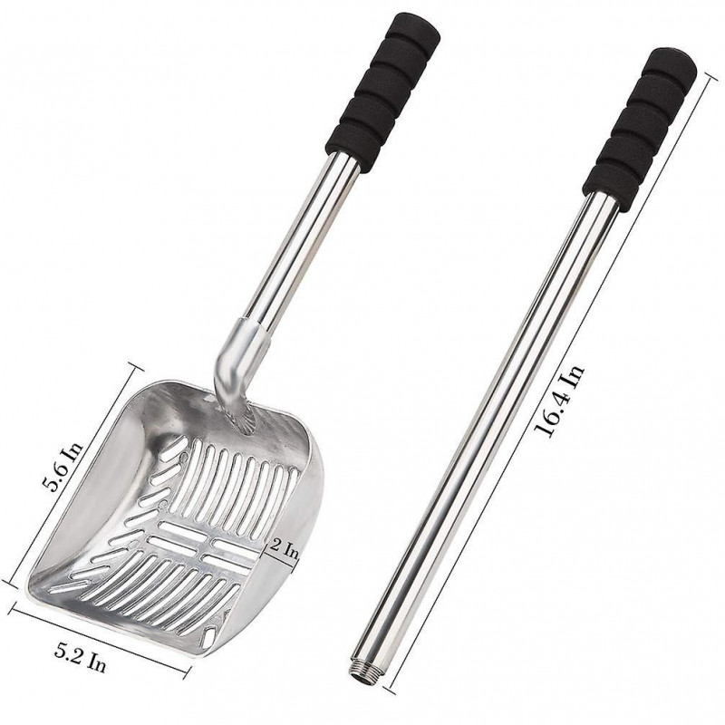 Metal Litter Scoop With Deep Shovel And Long Handle Detachable Stainless Steel Non-Stick Litter Sif