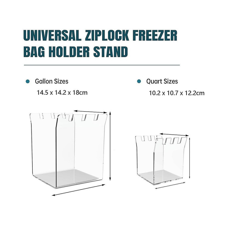 Universal Baggie Holders for Meal Prep - Zipper Closure Bag Holder for Filling - Hands-Free Food Storage Bag Stand