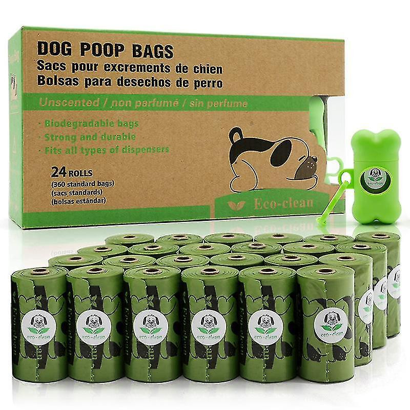 24 Rolls Degradable Pet Garbage Bag Thickened Dog Stool Bag With Dispenser