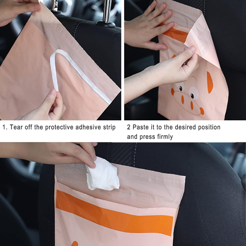 60pcs Disposable Car Trash Bags,leak-proof And Convenient Vomit Bags,portable Trash Bag Compatible Car Durable Adhesive