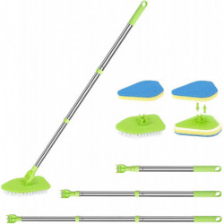 Brosse de gommage au sol avec longue poignée 35 « , nettoyeur de baignoire réglable en métal inoxydable