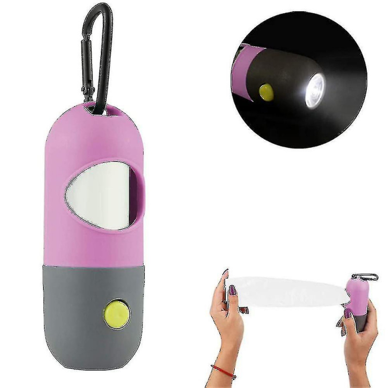 Distributeur De Sac À Caca De Chien Avec Lampe De Poche À Led Intégrée Et Clip En Métal Pour Laisse, Déchets [...]