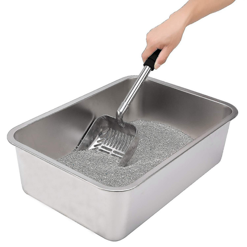 Pelle en métal avec pelle profonde et long manche Tamis antiadhésif amovible en acier inoxydable avec mousse G Pelle en métal avec pelle profonde et long manche Tamis antiadhésif amovible en acier inoxydable avec mousse G