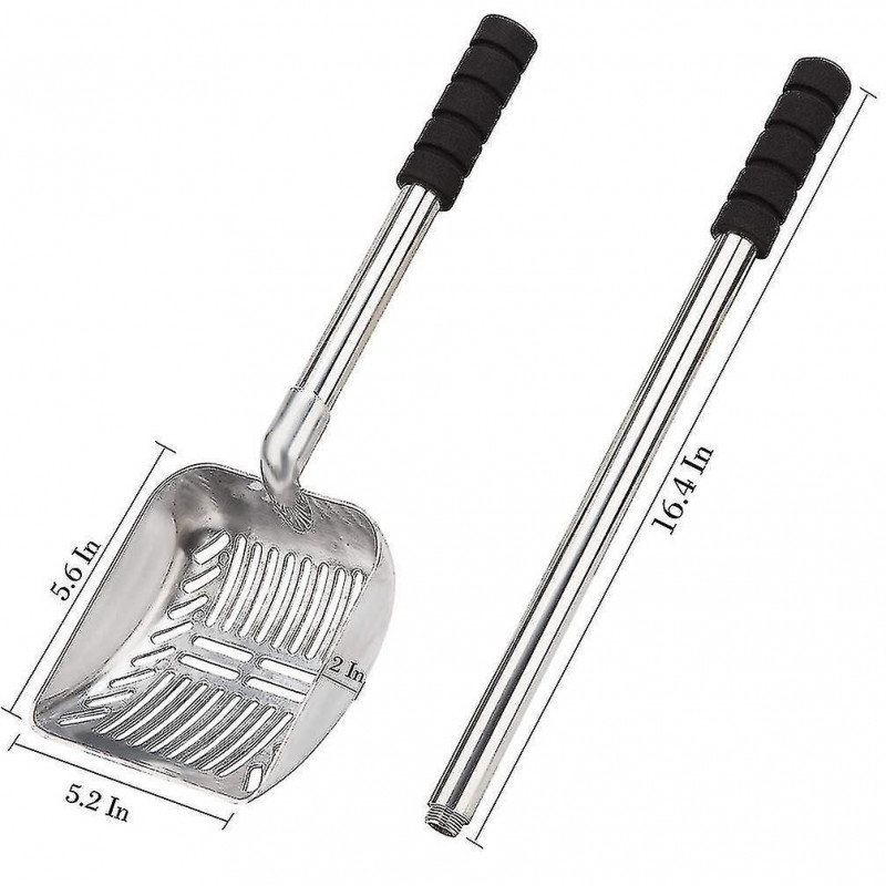 Pelle en métal avec pelle profonde et long manche Tamis antiadhésif amovible en acier inoxydable avec mousse G Pelle en métal avec pelle profonde et long manche Tamis antiadhésif amovible en acier inoxydable avec mousse G