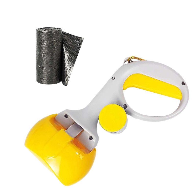 Portable Pet Dog Stool Scooper Waste Clean Stool Picker Pick Up For Walking Yellow