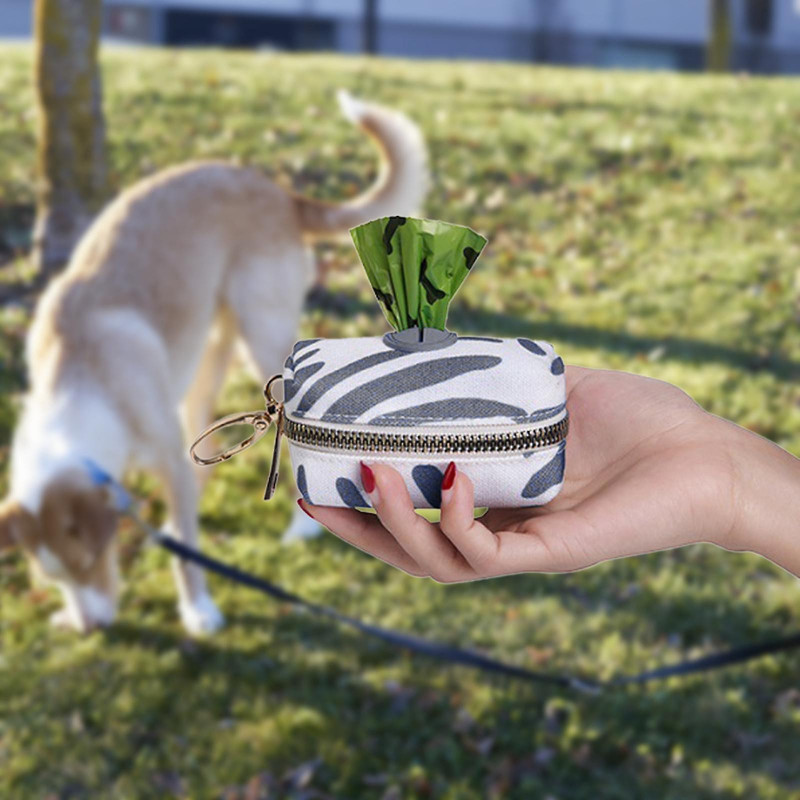 Dog Poop Bag Holder Doggy Waste Bag Dispenser For Travel Camping Walking Striped Gray
