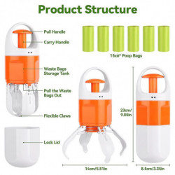 Portable Dog Pooper With 90 Bags, 2-in-1 Dog Pooper For , Medium And Small , Flexible 4 Claws, Leak