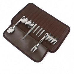 Sac de rangement de vaisselle de camping 4 personnes en plein air pli vaisselle ensemble cuillère baguettes de [...]