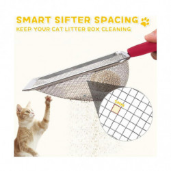 Litter Scoop,durable Litter Cleaner Corner Shovel,stainless Steel Mesh Litter Shovel,easy To Clean