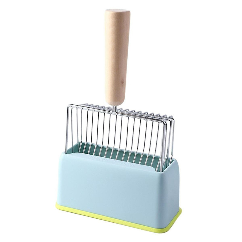 Pelle à litière pour chats en métal avec support de support, robuste et facile à nettoyer bleu