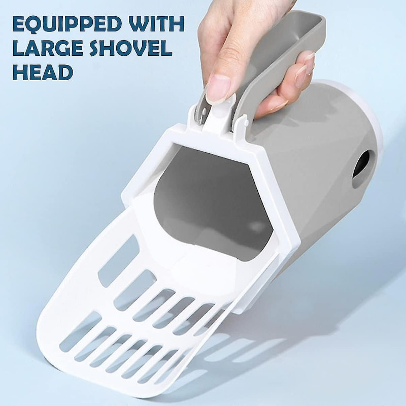 Pelle de litière pour chat, Pelle de litière pour chat avec 8 sacs de taille, Pelle de litière portable pour chat [...]